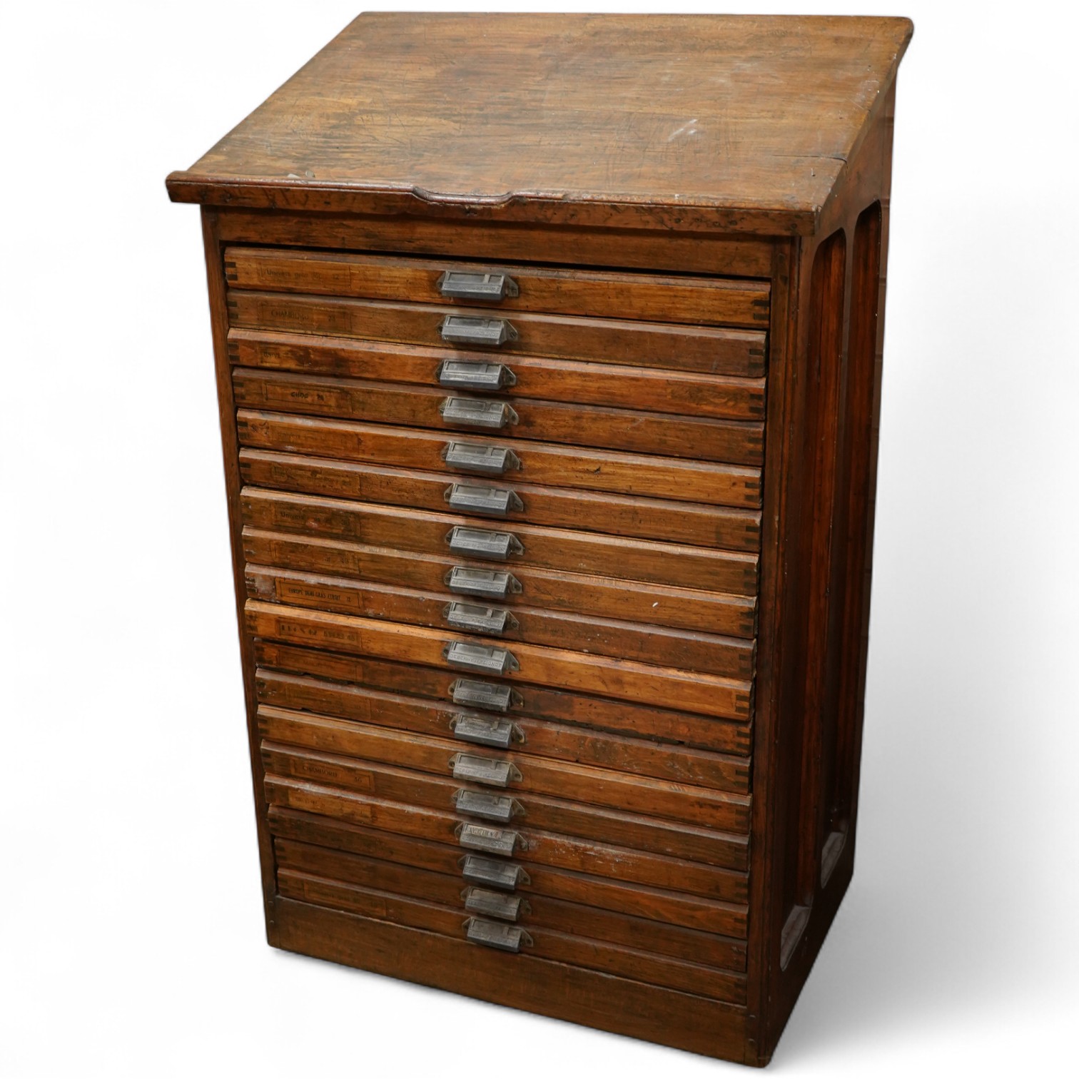 An early 20th century, French Deberny et Peignot oak collector’s cabinet, 120cm high